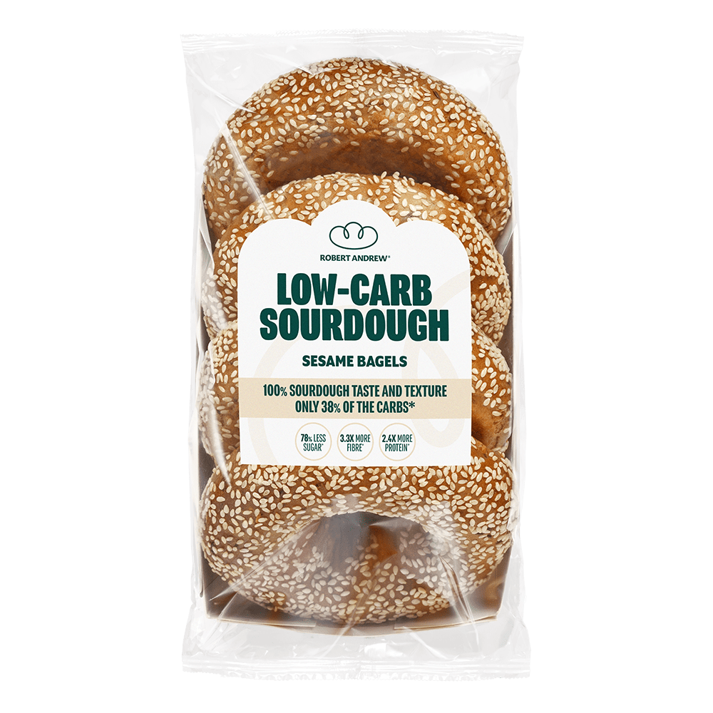 LOW-CARB SOURDOUGH SESAME BAGELS | 4x75g - Robert Andrew Low-Carb Sourdough