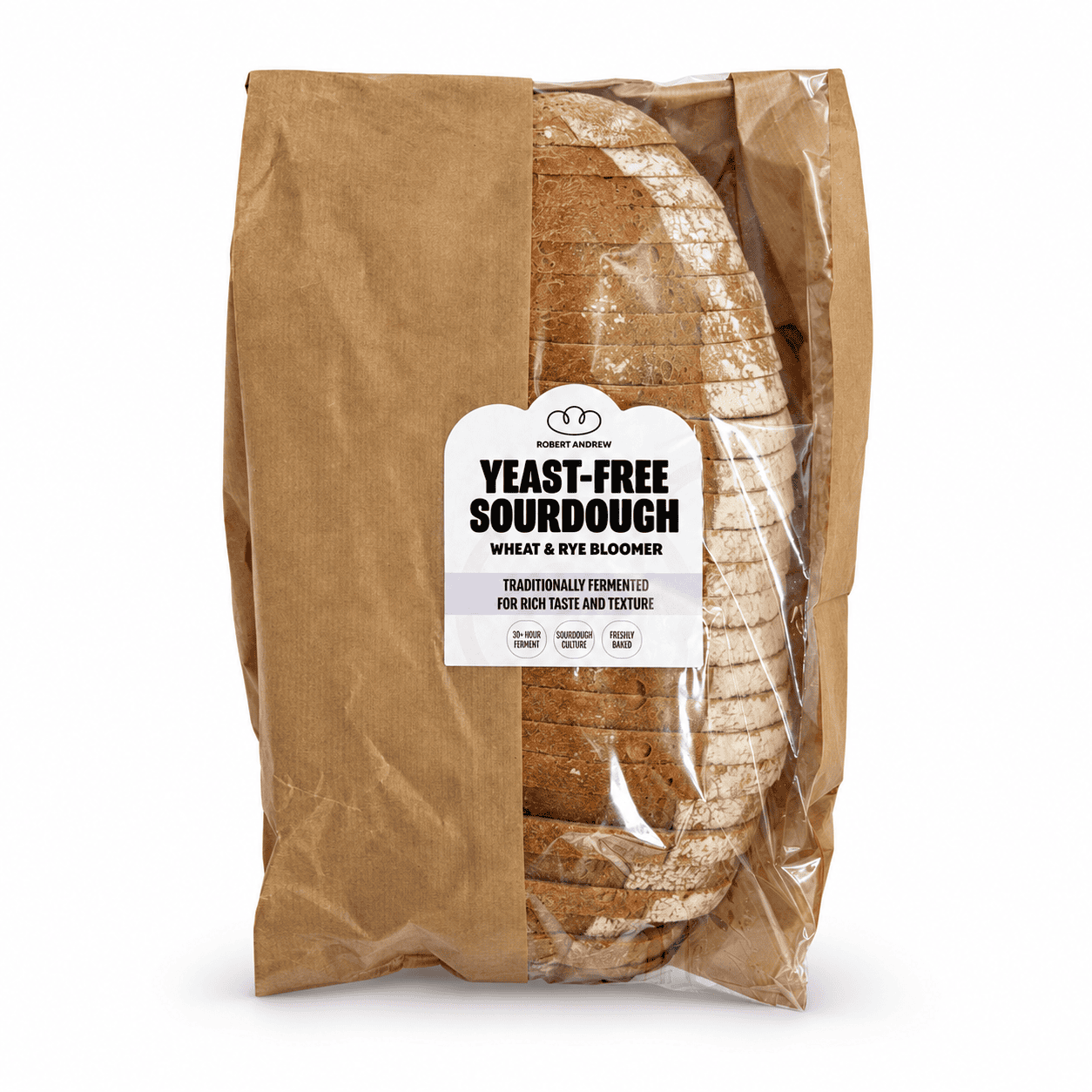 YEAST-FREE SOURDOUGH WHEAT & RYE BLOOMER | 700g - Robert Andrew Low-Carb Sourdough