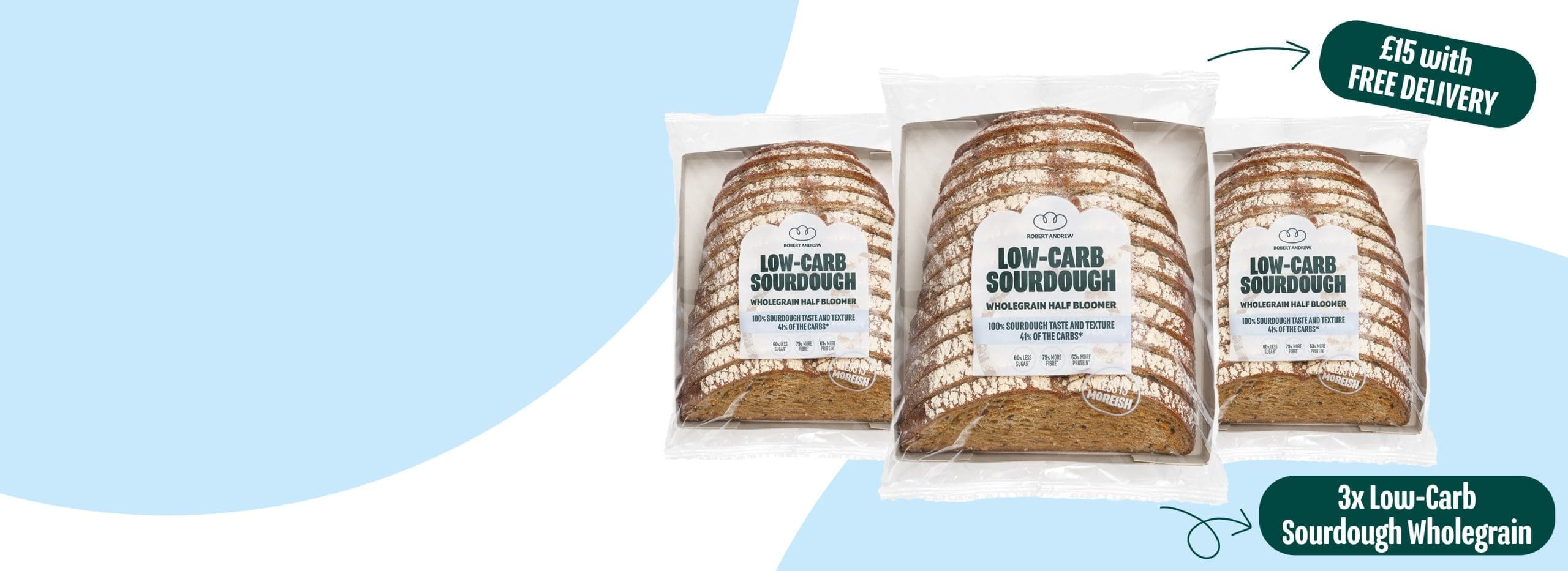 Three Low-Carb Sourdough Wholegrain Half Bloomers in the Autumn Bundle